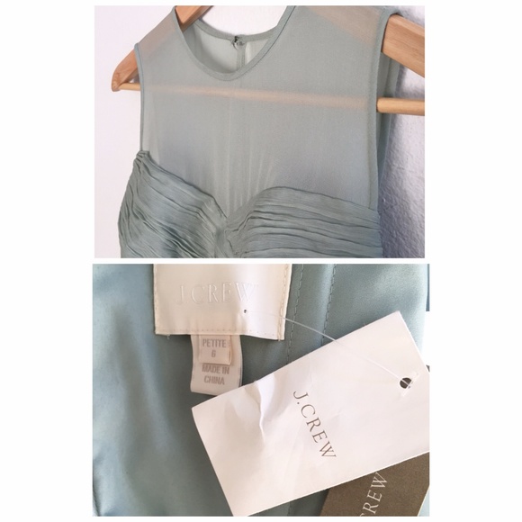 J. Crew Clara Chiffon Dusty Green Shale Dress Size 8P - Picture 6 of 8